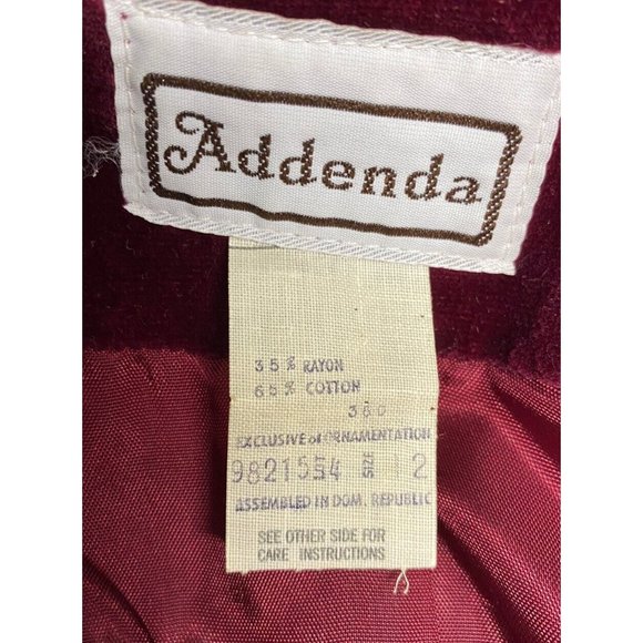 Vintage Addenda Maroon Velour Two Button Jacket W Pockets Women’s Size 2 - Picture 6 of 7